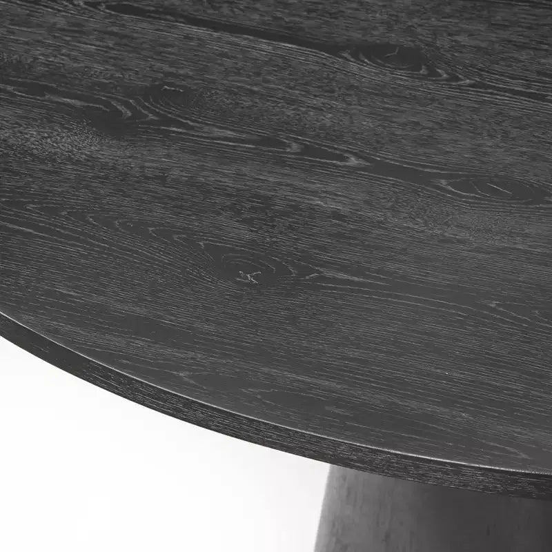Tavolo da pranzo rotondo con piedistallo da 150 cm – Nero / Bianco / Legno di recupero / Noce, 6 posti a sedere