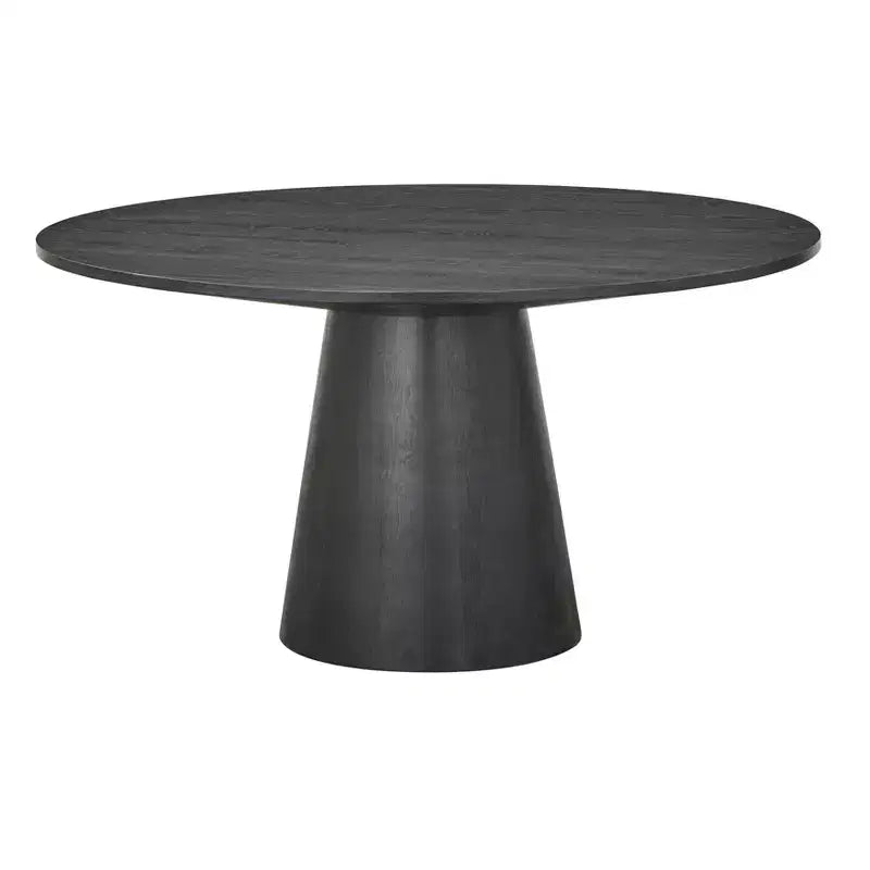 Tavolo da pranzo rotondo con piedistallo da 150 cm – Nero / Bianco / Legno di recupero / Noce, 6 posti a sedere