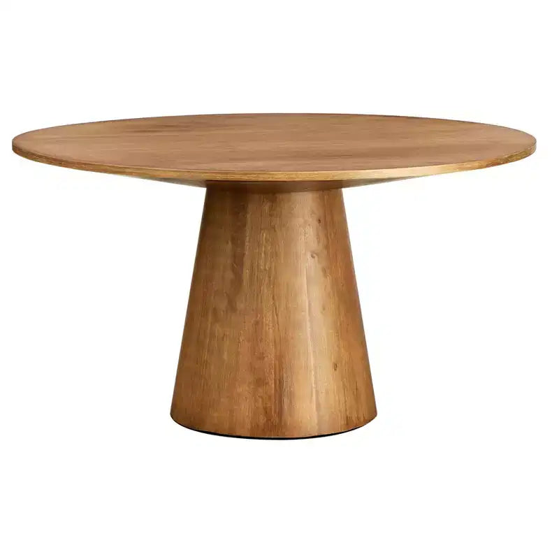 Tavolo da pranzo rotondo con piedistallo da 150 cm – Nero / Bianco / Legno di recupero / Noce, 6 posti a sedere