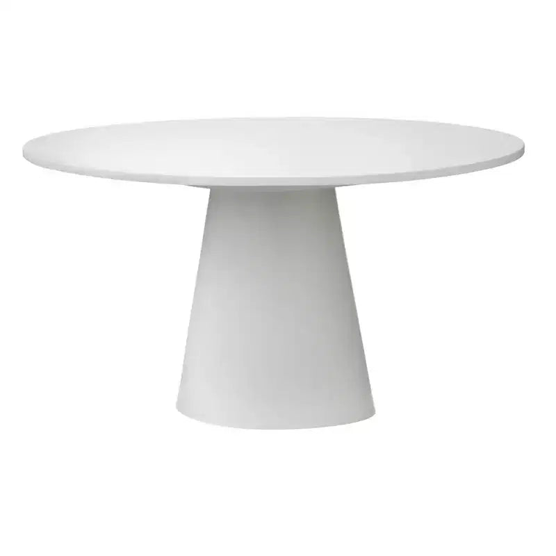Tavolo da pranzo rotondo con piedistallo da 150 cm – Nero / Bianco / Legno di recupero / Noce, 6 posti a sedere