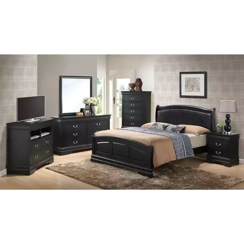 Letto singolo con pannello intero rivestito in similpelle nera/cappuccino, per adulti