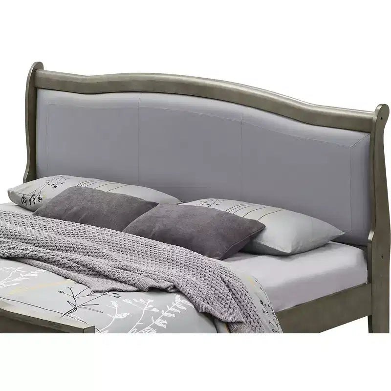 Letto singolo con pannello intero rivestito in similpelle nera/cappuccino, per adulti