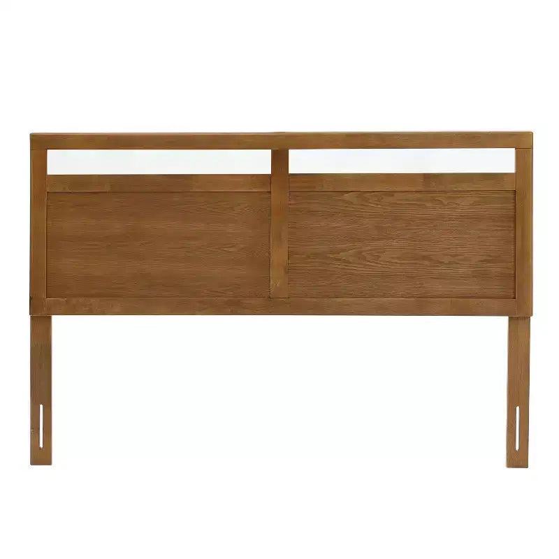 LuxenHome Farmhouse Double Panel Wood Headboard, Queen Brown