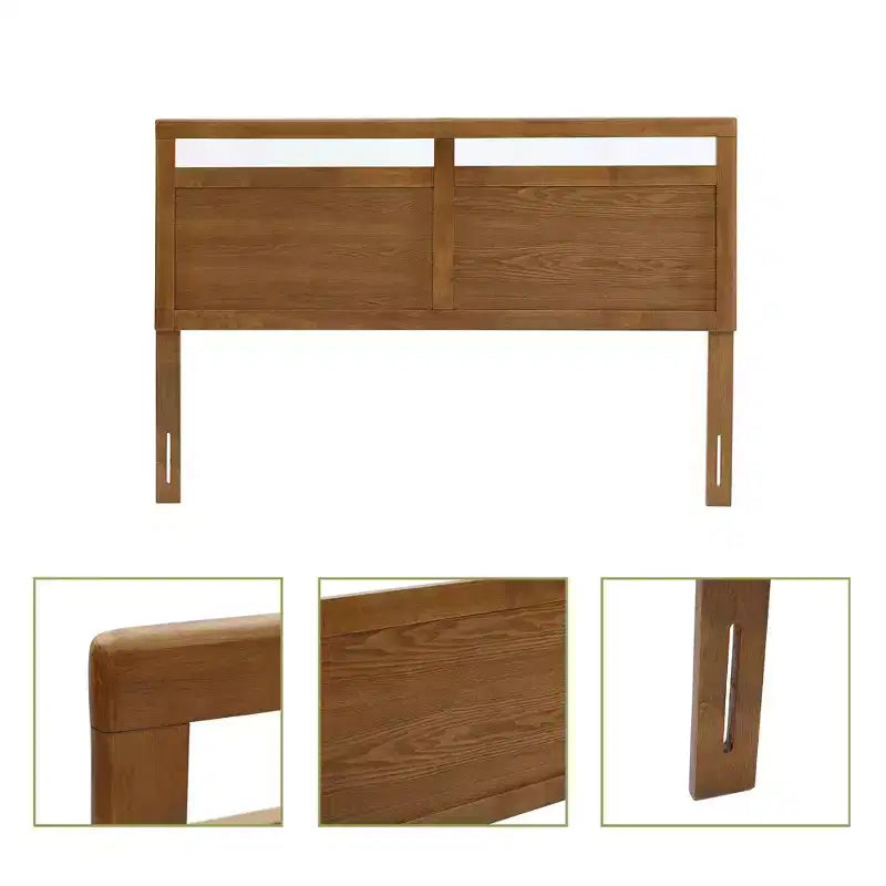 Testata in legno marrone a due pannelli stile rustico, Queen