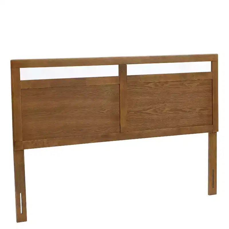 Testata in legno marrone a due pannelli stile rustico, Queen