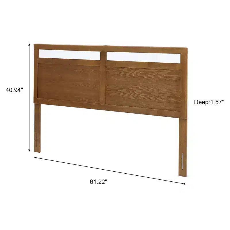 Testata in legno marrone a due pannelli stile rustico, Queen