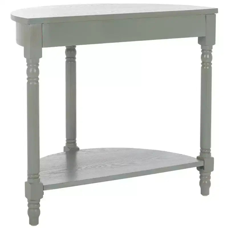 Consolle Demilune con mensola aperta, Grigio Cenere / Bianco Sporco