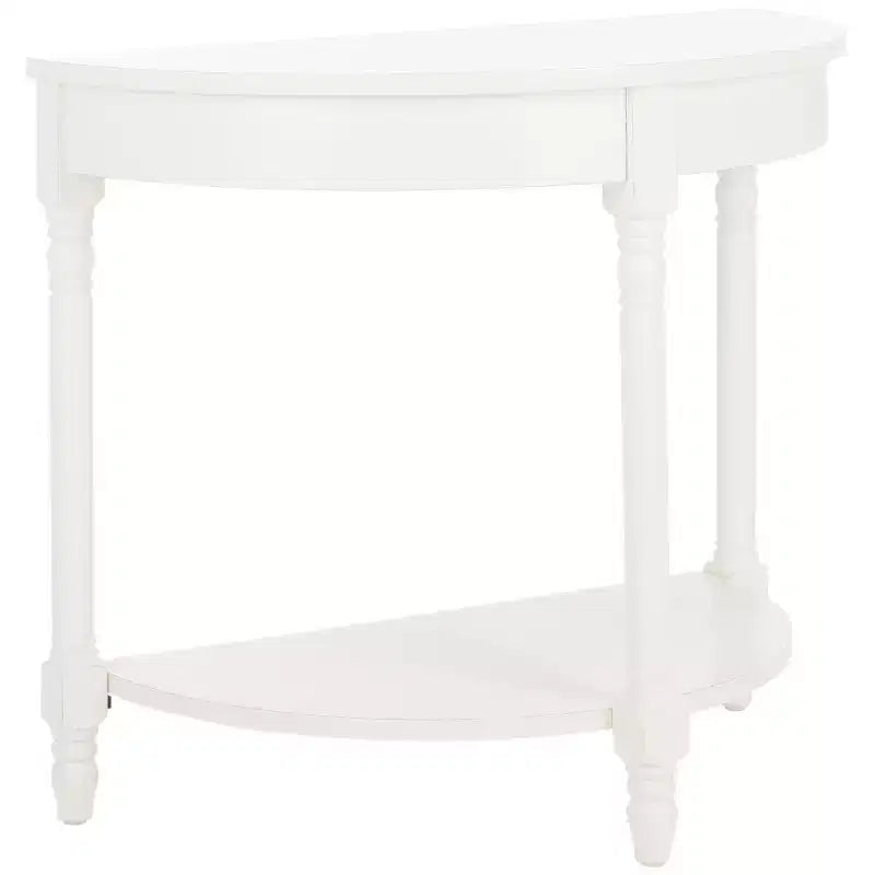 Consolle Demilune con mensola aperta, Grigio Cenere / Bianco Sporco