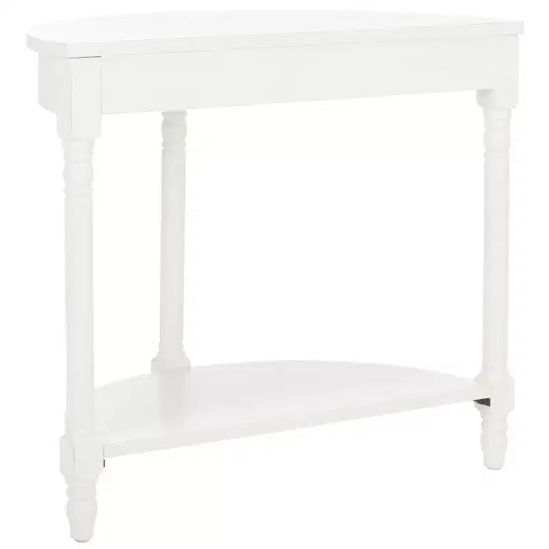 Consolle Demilune con mensola aperta, Grigio Cenere / Bianco Sporco