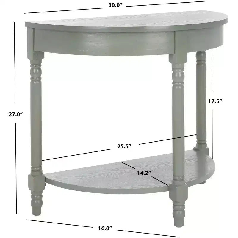 Consolle Demilune con mensola aperta, Grigio Cenere / Bianco Sporco