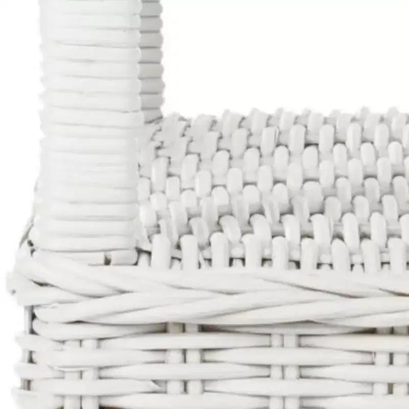 Tavolino in rattan bianco e legno di mango con ripiano aperto, per 1 persona
