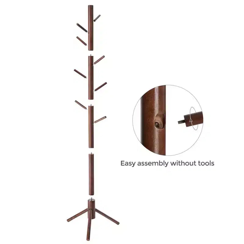 Appendiabiti ad Albero Autoportante con 8 Ganci – Nero / Noce Scuro / Grigio / Bianco