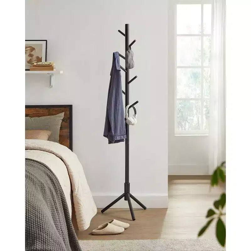 Appendiabiti ad Albero Autoportante con 8 Ganci – Nero / Noce Scuro / Grigio / Bianco
