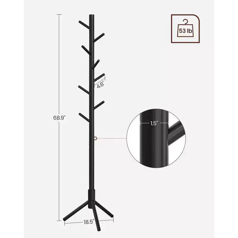 Appendiabiti ad Albero Autoportante con 8 Ganci – Nero / Noce Scuro / Grigio / Bianco