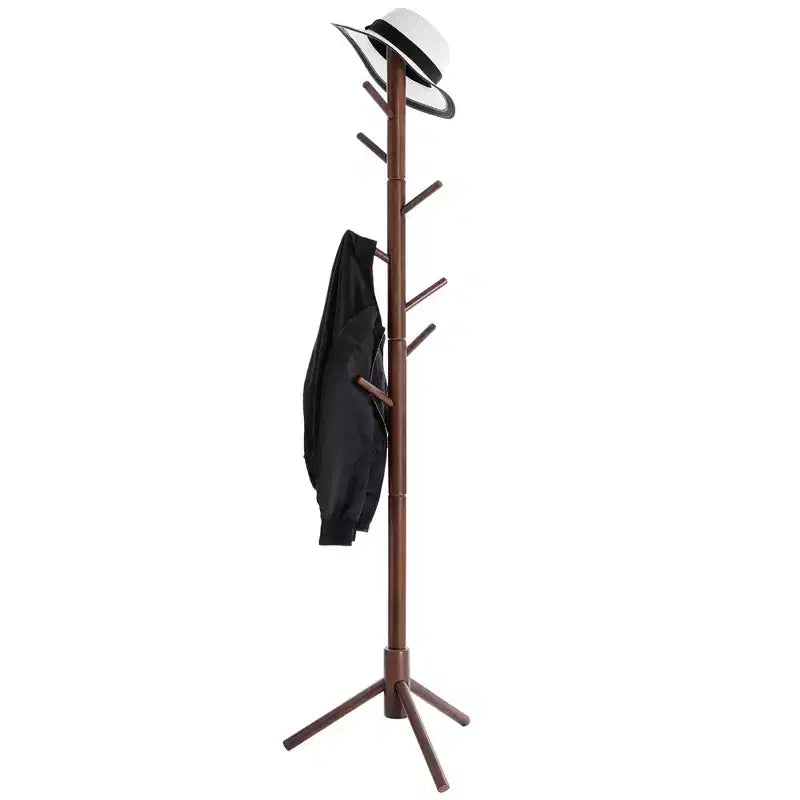 Appendiabiti ad Albero Autoportante con 8 Ganci – Nero / Noce Scuro / Grigio / Bianco