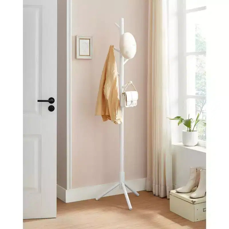 Appendiabiti ad Albero Autoportante con 8 Ganci – Nero / Noce Scuro / Grigio / Bianco