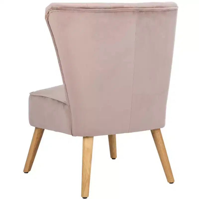 Poltrona senza braccioli di metà secolo, cipria/malva e naturale, 1 posto