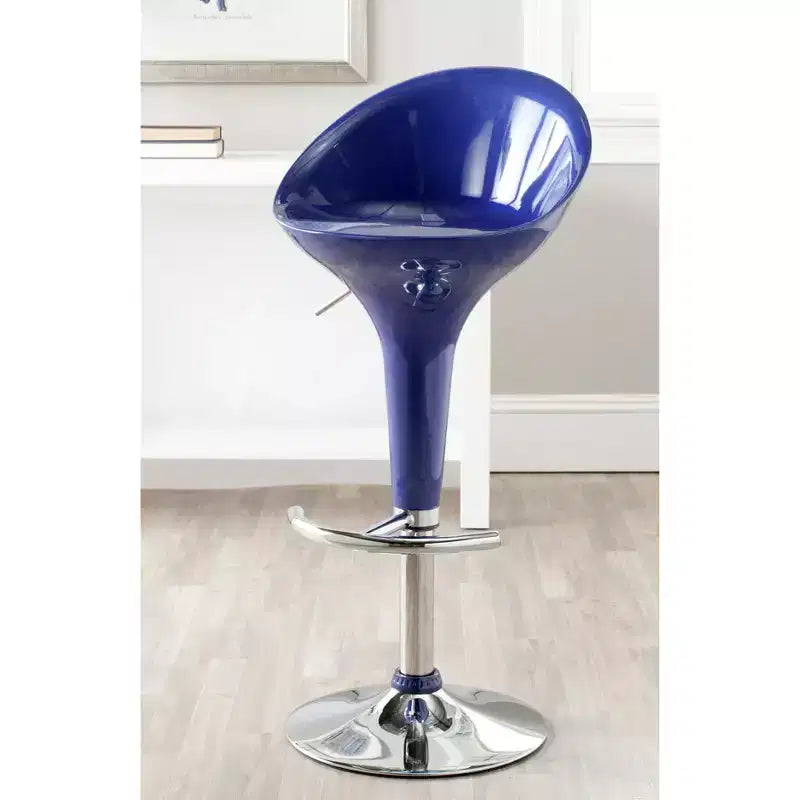 Sgabello da bar girevole senza braccioli, blu marino/bianco, schienale basso, altezza regolabile, 1 posto