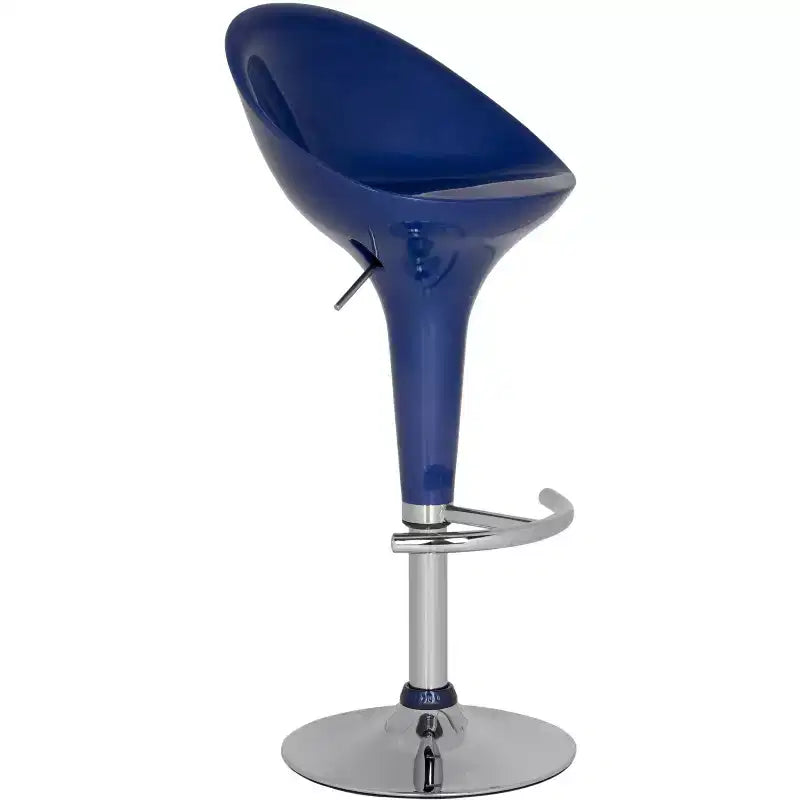 Sgabello da bar girevole senza braccioli, blu marino/bianco, schienale basso, altezza regolabile, 1 posto
