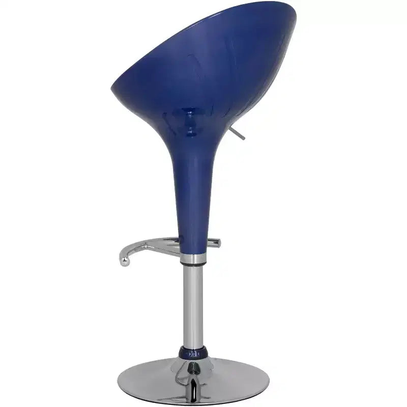 Sgabello da bar girevole senza braccioli, blu marino/bianco, schienale basso, altezza regolabile, 1 posto