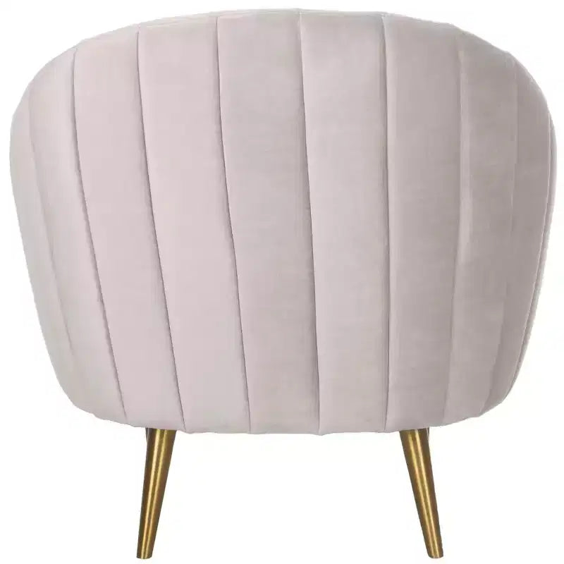 Poltrona a pozzetto con trapuntatura a canale color rosa antico/oro, senza braccioli, 1 posto