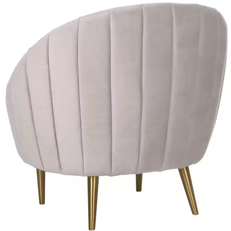 Poltrona a pozzetto con trapuntatura a canale color rosa antico/oro, senza braccioli, 1 posto