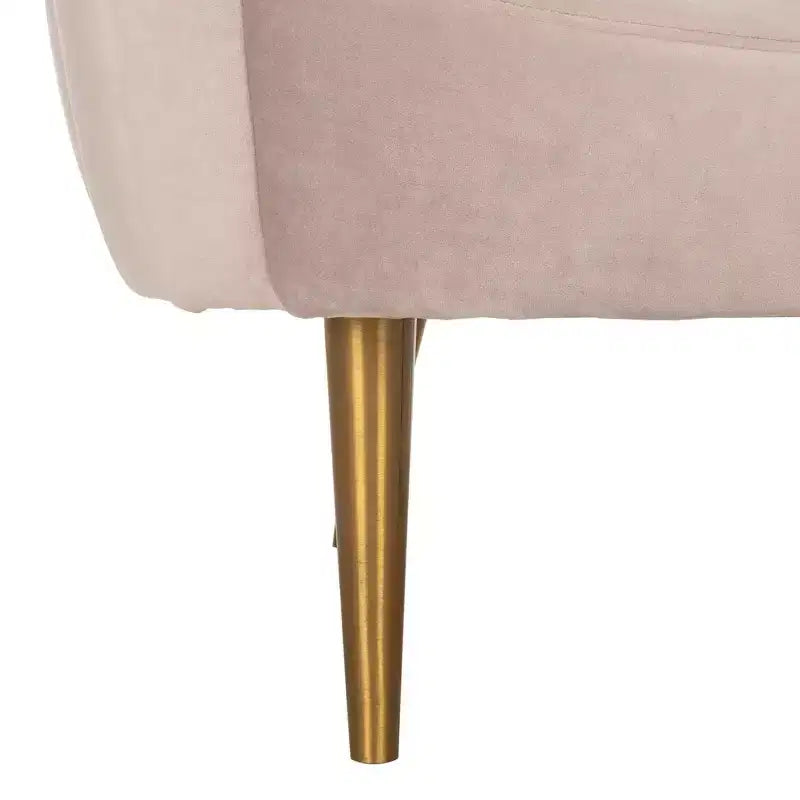 Poltrona a pozzetto con trapuntatura a canale color rosa antico/oro, senza braccioli, 1 posto