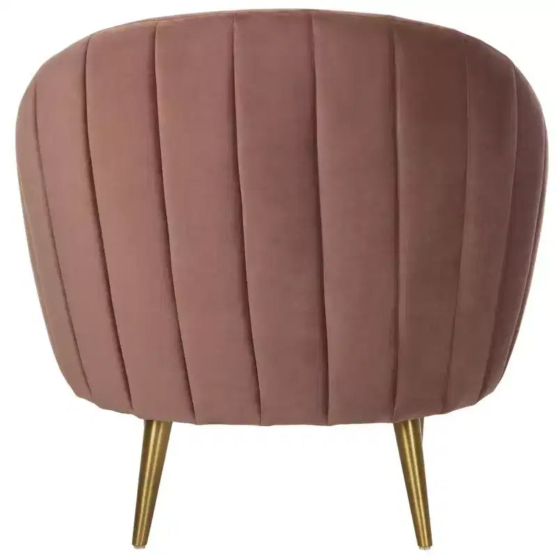 Poltrona a pozzetto con trapuntatura a canale color rosa antico/oro, senza braccioli, 1 posto