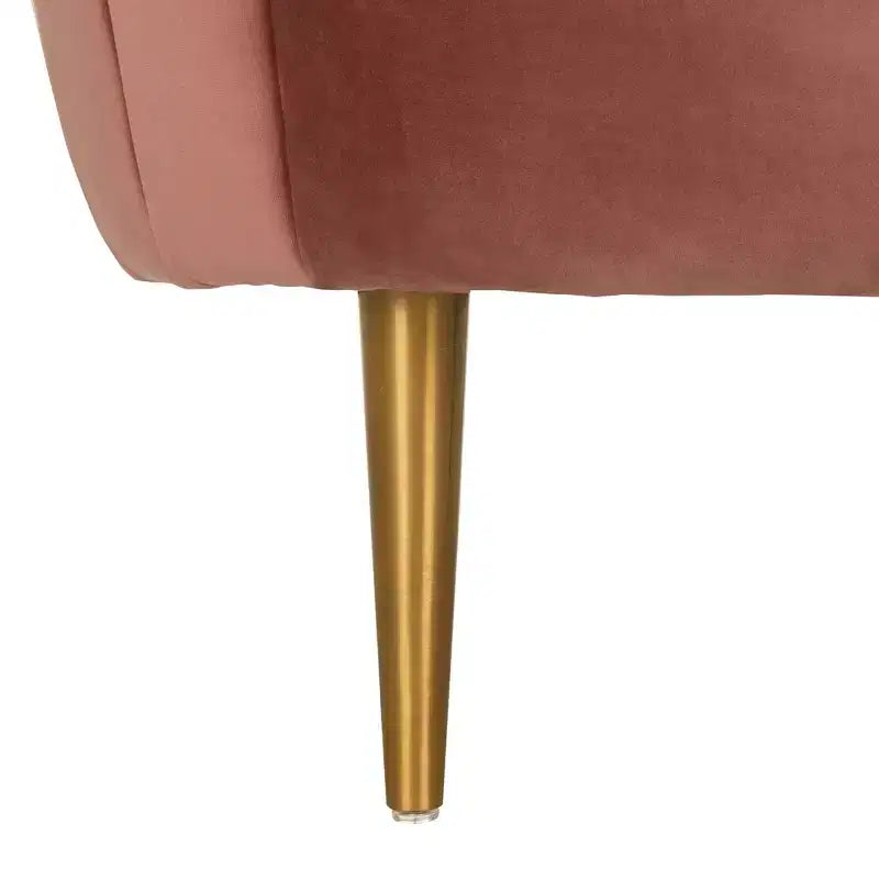 Poltrona a pozzetto con trapuntatura a canale color rosa antico/oro, senza braccioli, 1 posto