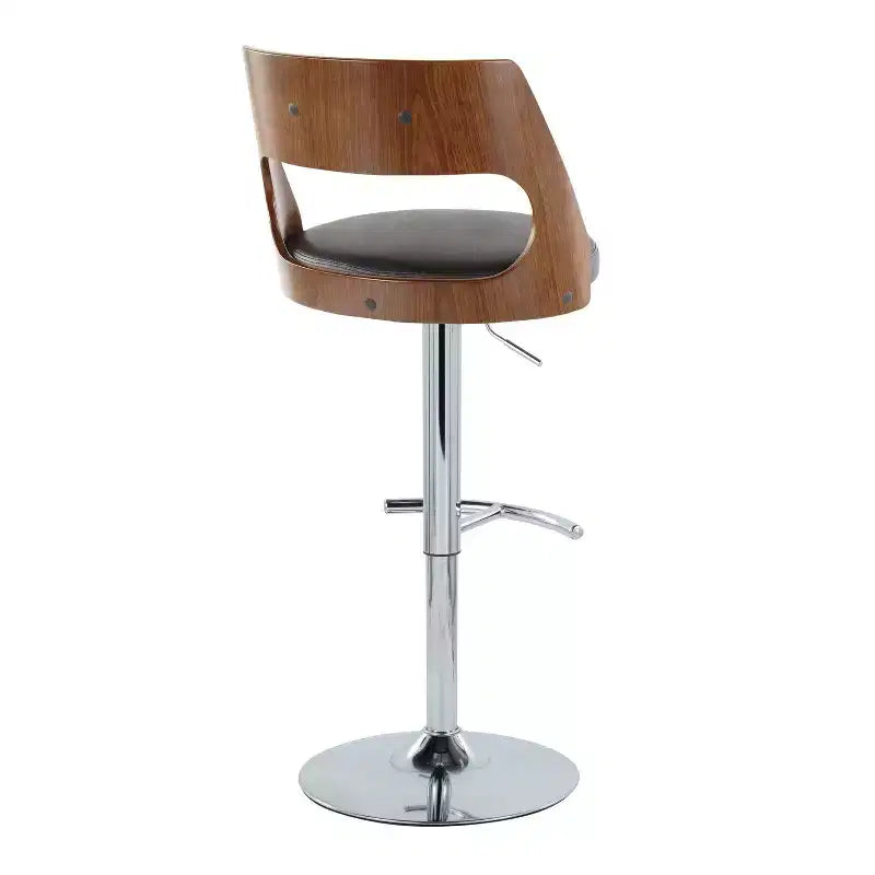 Sgabello da bar girevole regolabile in noce/marrone e noce/crema con schienale, set da 2