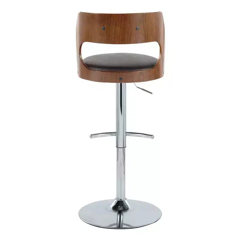 Sgabello da bar girevole regolabile in noce/marrone e noce/crema con schienale, set da 2