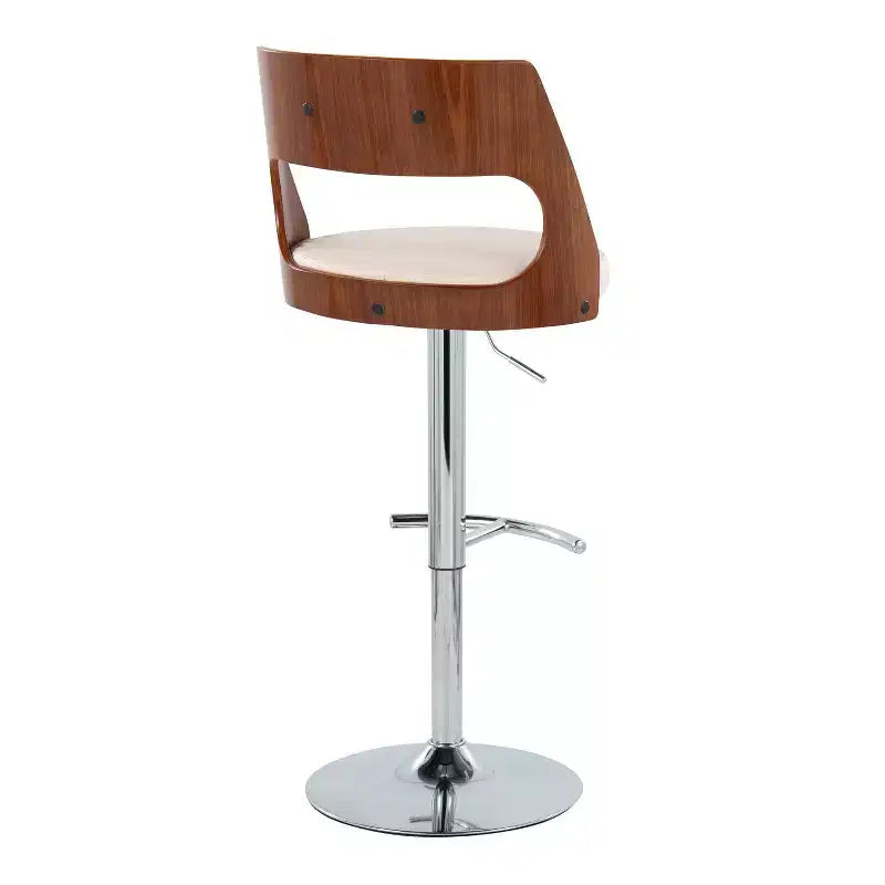 Sgabello da bar girevole regolabile in noce/marrone e noce/crema con schienale, set da 2