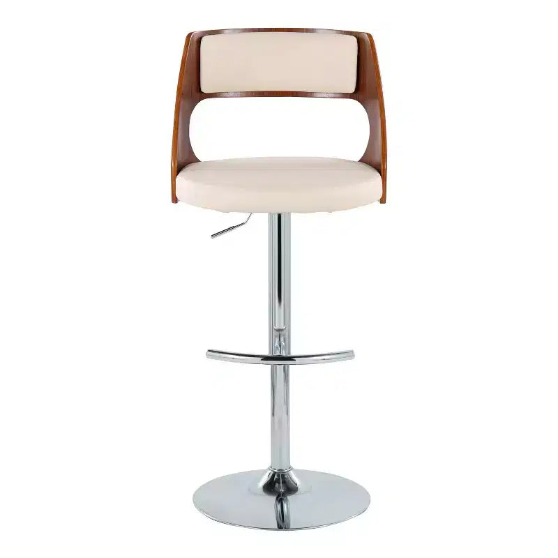 Sgabello da bar girevole regolabile in noce/marrone e noce/crema con schienale, set da 2