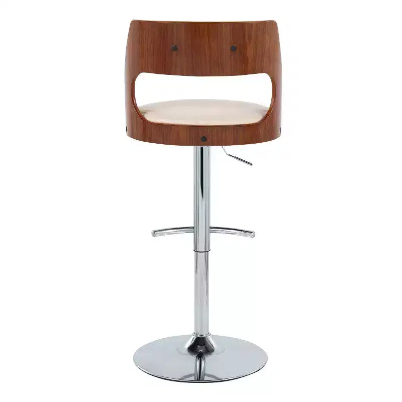 Sgabello da bar girevole regolabile in noce/marrone e noce/crema con schienale, set da 2