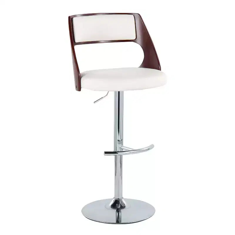 Sgabello da bar girevole regolabile in noce/marrone e noce/crema con schienale, set da 2
