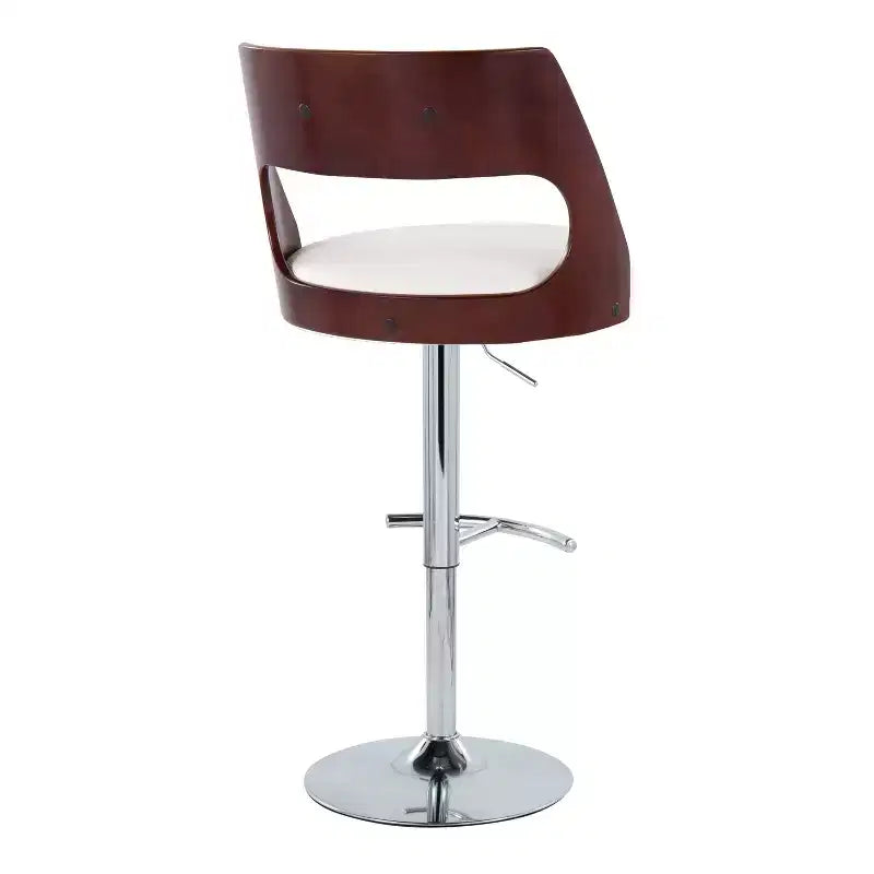 Sgabello da bar girevole regolabile in noce/marrone e noce/crema con schienale, set da 2