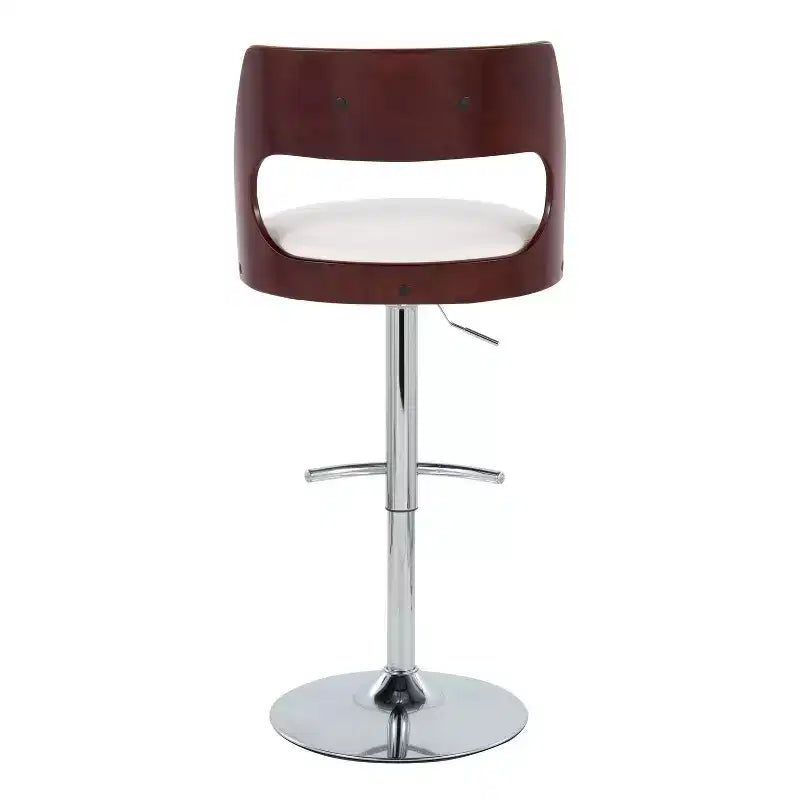 Sgabello da bar girevole regolabile in noce/marrone e noce/crema con schienale, set da 2