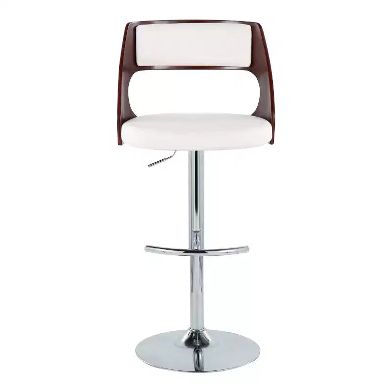 Sgabello da bar girevole regolabile in noce/marrone e noce/crema con schienale, set da 2