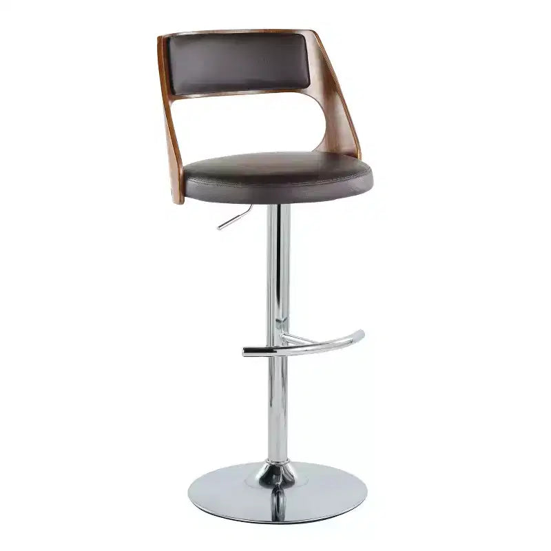 Sgabello da bar girevole regolabile in noce/marrone e noce/crema con schienale, set da 2