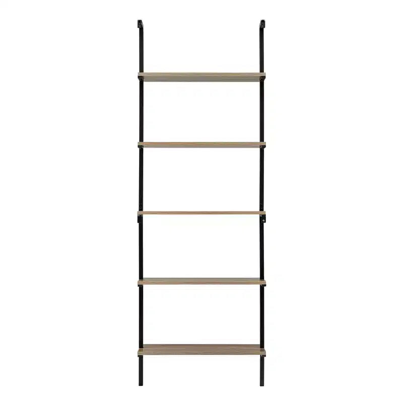 Scaffale a Scala a 5 Ripiani Nero / Bianco, da Parete, Singolo