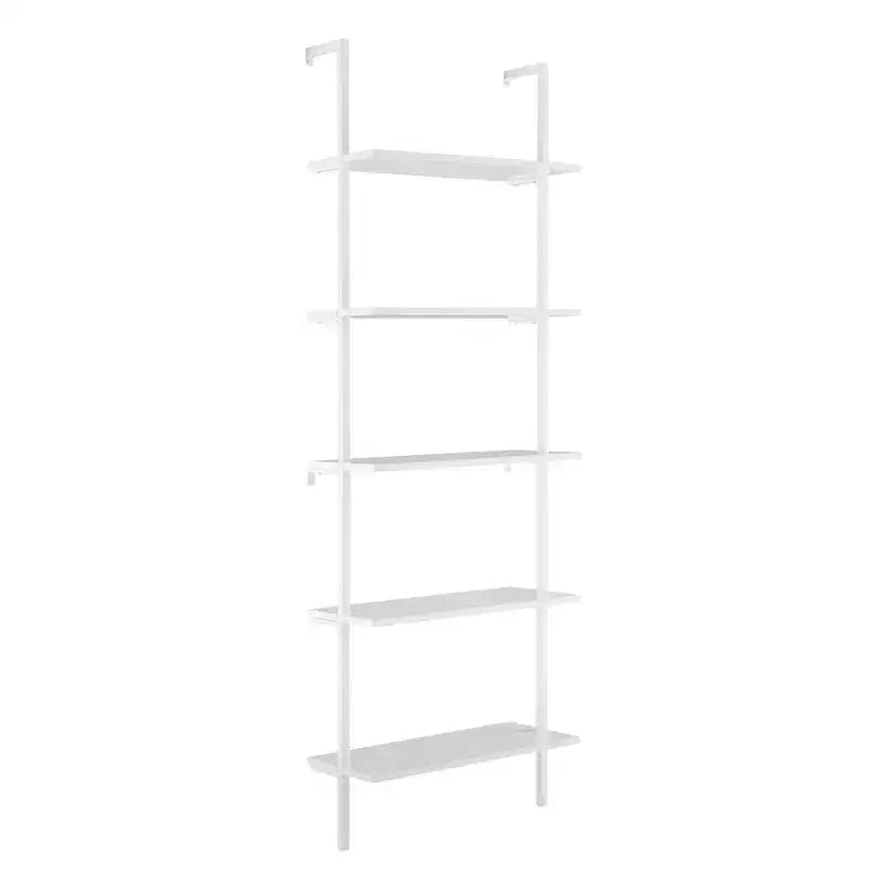 Scaffale a Scala a 5 Ripiani Nero / Bianco, da Parete, Singolo