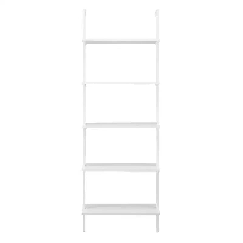 Scaffale a Scala a 5 Ripiani Nero / Bianco, da Parete, Singolo