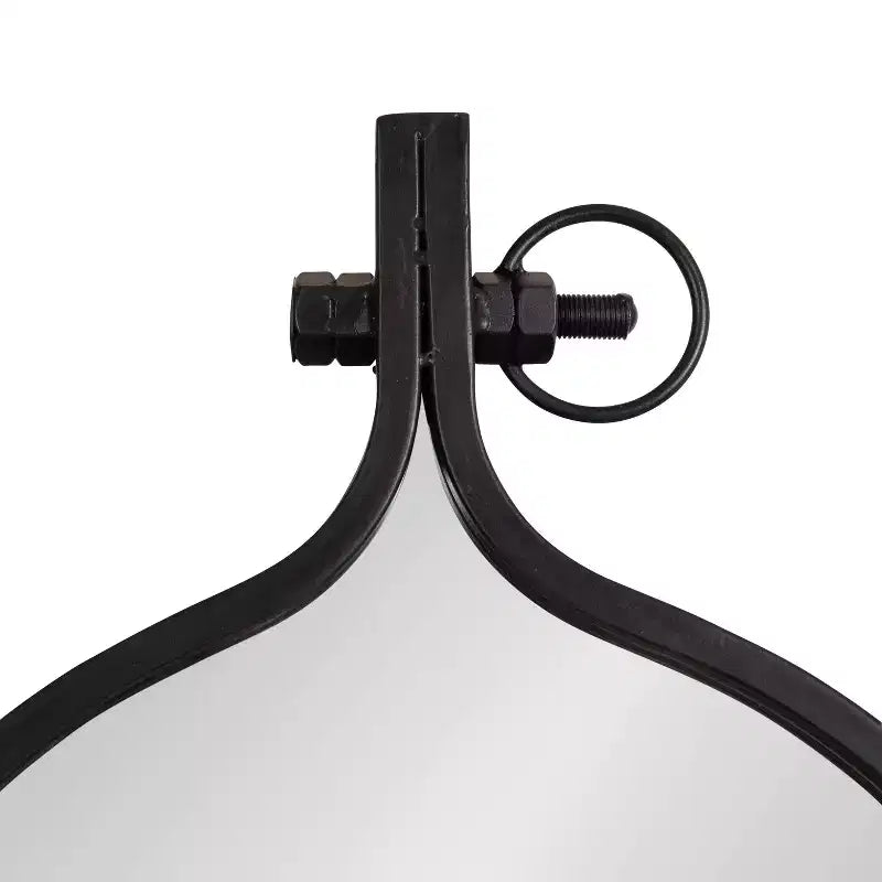 Specchio da parete ovale nero con cornice in metallo, 20x34, singolo