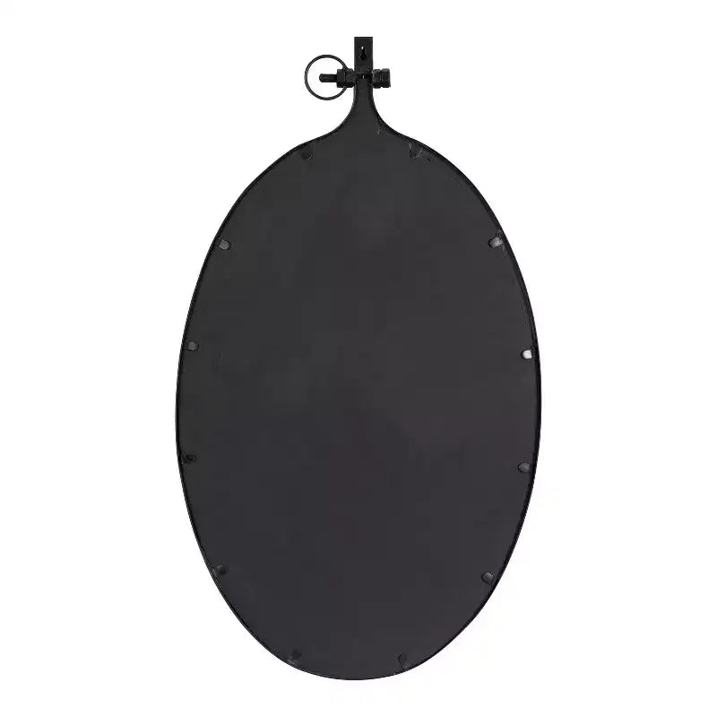 Specchio da parete ovale nero con cornice in metallo, 20x34, singolo