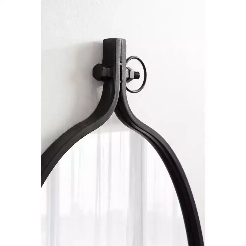 Specchio da parete ovale nero con cornice in metallo, 20x34, singolo