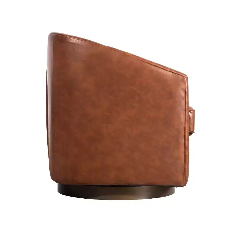 Poltrona da salotto a botte girevole con rivestimento in pelle sintetica effetto pelle in colori nero/marrone/crema/grigio e tessuto bouclé, 1 posto