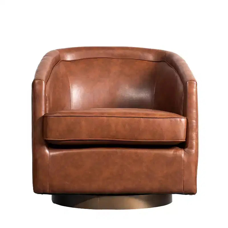 Poltrona da salotto a botte girevole con rivestimento in pelle sintetica effetto pelle in colori nero/marrone/crema/grigio e tessuto bouclé, 1 posto