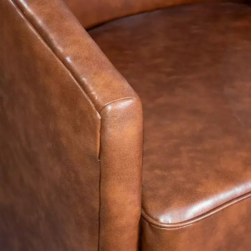 Poltrona da salotto a botte girevole con rivestimento in pelle sintetica effetto pelle in colori nero/marrone/crema/grigio e tessuto bouclé, 1 posto