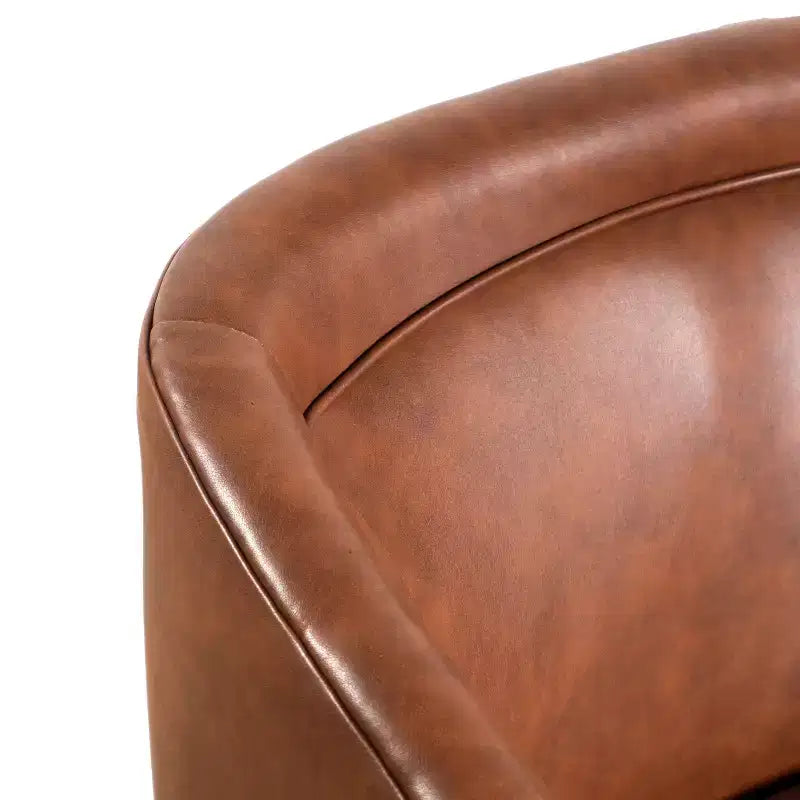 Poltrona da salotto a botte girevole con rivestimento in pelle sintetica effetto pelle in colori nero/marrone/crema/grigio e tessuto bouclé, 1 posto