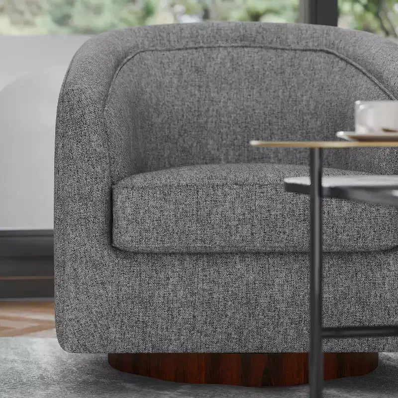 Poltrona da salotto a botte girevole con rivestimento in pelle sintetica effetto pelle in colori nero/marrone/crema/grigio e tessuto bouclé, 1 posto